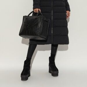 New UGG New Heights Platform Mini Black Suede Sz 9.5